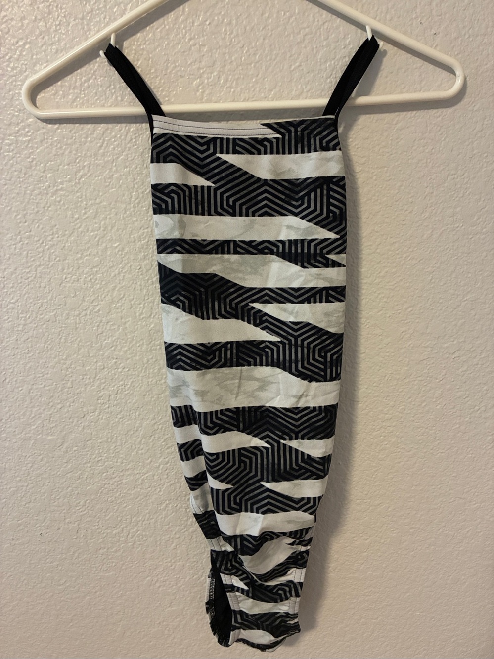 Speedo Performance Black & White Striped Crossback One-Piece Swimsuit